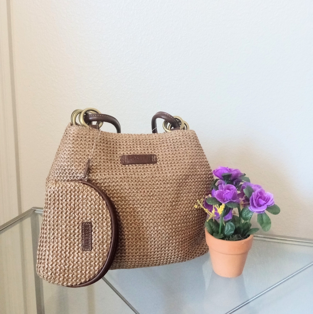 Rosetti Woven Brown Handbag & Matching Coin Pouch NWT